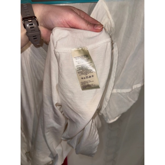 We The Free White V Neck Gauze Cotton Boho Peasant Blouse Top Large - Picture 4 of 5